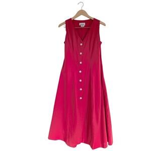 Vintage Habits True Red Fit & Flare Midi Dress, Button Front, Cottagecore